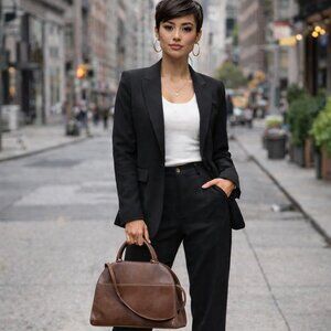 Vintage Chocolate Brown Italian Leather Handbag